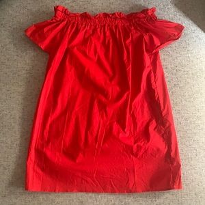 Red off the shoulder dress perfect for game day!